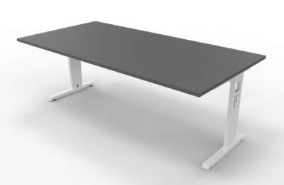 Schreibtisch 200 x 100 cm Grafit Gestell Weiss