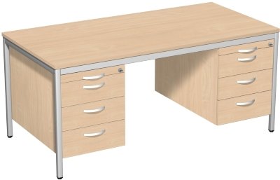 Schreibtisch 160cm mit 2 Hängecontainern Buche