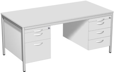 Schreibtisch 160cm mit 2 Hängecontainern Lichtgrau