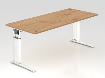 Schreibtisch Unna 180 cm Weiss Asteiche