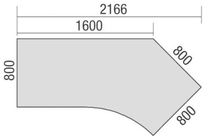 Schreibtisch Vierfuß 135° Zeichnung