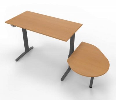 Schreibtisch elektrisch höhenverstellbar XBM11 mit Beraterplatz 243x102 cm Buche Gestell Grafit