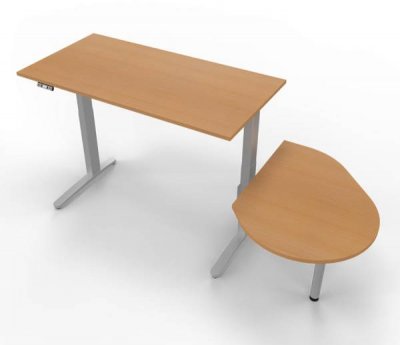 Schreibtisch elektrisch höhenverstellbar XBM11 mit Beraterplatz 243x102 cm Buche Gestell Silber