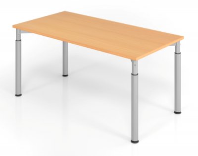 Schreibtisch Yach 160x80x68-82 cm Buche Silber