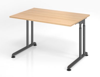 Schreibtisch Zell 120 cm Eiche Grafit ohne Seitenblende