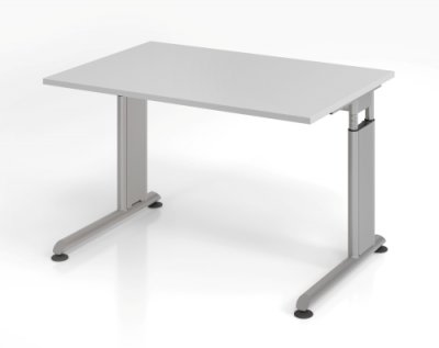 Schreibtisch Zell 120 cm Lichtgrau mit Seitenblenden
