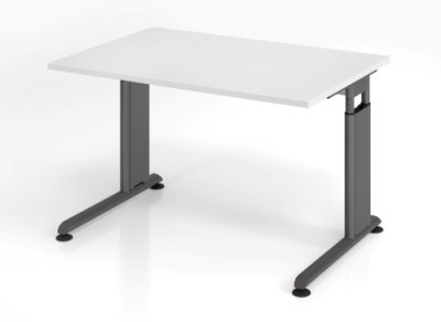 Schreibtisch Zell 120 cm Weiss Grafit mit Seitenblenden
