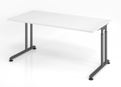 Schreibtisch Zell 160 cm Weiss Grafit ohne Seitenblenden