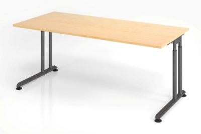 Schreibtisch Zell 180x80 cm Ahorn Grafit ohne Seitenblenden