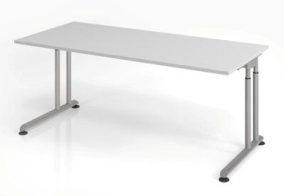 Schreibtisch Zell 180x80 cm Lichtgrau ohne Seitenblenden