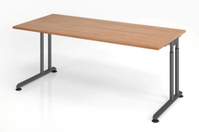 Schreibtisch Zell 180x80 cm Nussbaum Grafit ohne Seitenblenden
