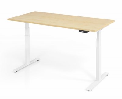 elektrisch höhenverstellbarer Schreibtisch 160x80 cm Baselite Ahorn Weiß