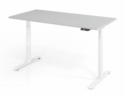 elektrisch höhenverstellbarer Schreibtisch 160x80 cm Baselite Lichtgrau Weiß