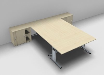 Teamarbeitsplatz G3S für 3 Personen Ahorn