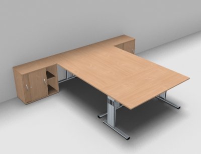 Teamarbeitsplatz G3S für 3 Personen Buche