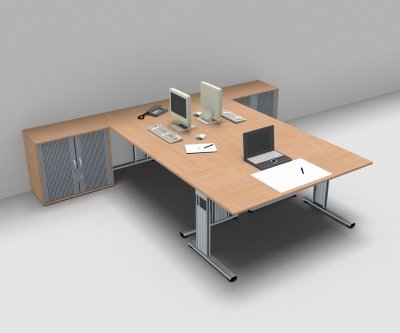 Teamarbeitsplatz GA2 für 3 Personen Buche