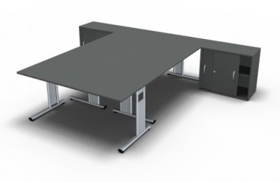 Teamarbeitsplatz G3S für 3 Personen Onyx