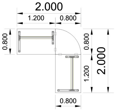 Schreibtischkombination GS15 Zeichnung