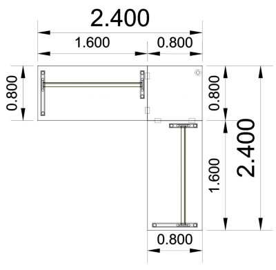 Schreibtischkombination GS9 240x240 cm Zeichnung