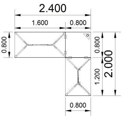 Schreibtischkombination GV1 240x200 cm Stellfläche