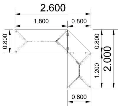 Schreibtischkombination GV2 260x200 cm Stellfläche