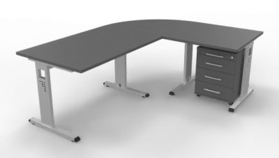 Schreibtischkombination O12 Grafit Silber
