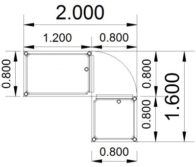 Schreibtischkombination SH2 200x160 cm Stellfläche