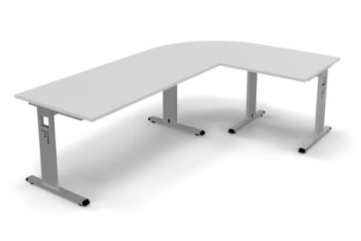 Schreibtischkombination SO3 260x160 cm Weiss-silber