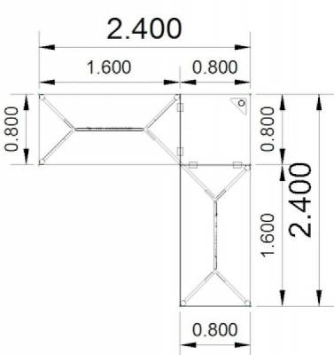 Schreibtischkombination VD3 240x240 cm Stellfäche