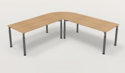 Winkelschreibtisch YE4 240x240 cm  Eiche Gestell Grafit