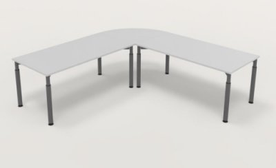 Winkelschreibtisch YE4 240x240 cm  Lichtgrau Gestell Grafit
