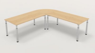 Winkelschreibtisch YE4 240x240 cm  Ahorn Gestell Silber