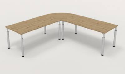 Winkelschreibtisch YE4 240x240 cm  Asteiche Gestell Silber