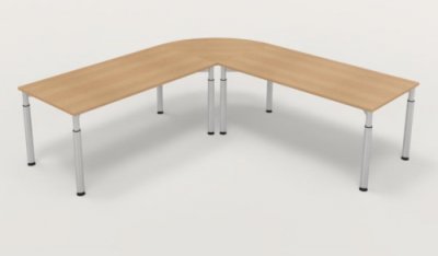 Winkelschreibtisch YE4 240x240 cm  Eiche Gestell Silber