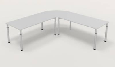 Winkelschreibtisch YE4 240x240 cm  Lichtgrau Gestell Silber
