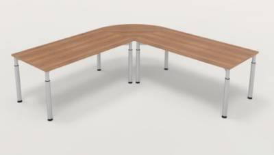 Winkelschreibtisch YE4 240x240 cm  Nussbaum Gestell Silber