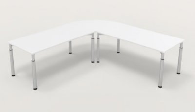 Winkelschreibtisch YE4 240x240 cm  Weiss Gestell Silber