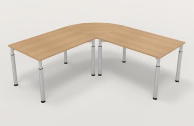 Winkelschreibtisch 200x200cm Schreibtischkombination Y2 Eiche Gestell Silber
