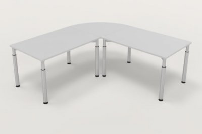 Winkelschreibtisch 200x200cm Schreibtischkombination Y2 Lichtgrau Gestell Silber
