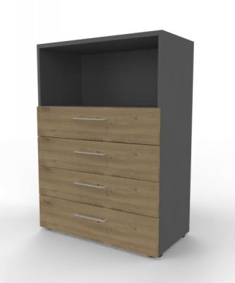 Schubladenregal VH9 3 Ordnerhöhen 80 cm breit Grafit-Asteiche