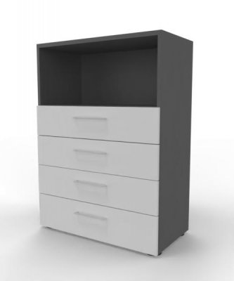 Schubladenregal VH9 3 Ordnerhöhen 80 cm breit Grafit-Weiß