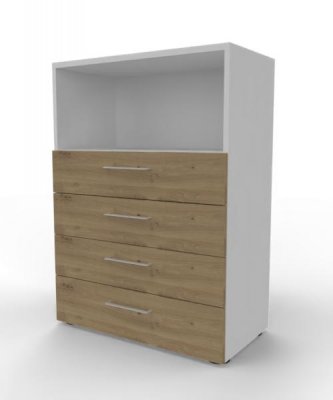 Schubladenregal VH9 3 Ordnerhöhen 80 cm breit Weiß-Asteiche