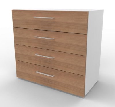 Schubfachschrank VH9S4 2 Ordnerhöhen 80 cm breit Weiss-Nussbaum