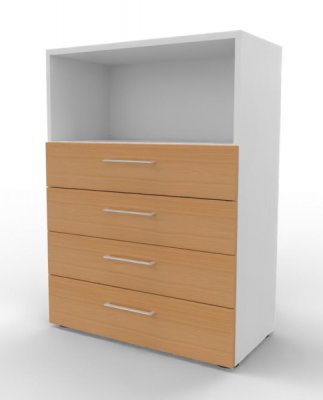 Schubladenregal VH9 3 Ordnerhöhen 80 cm breit Weiss-Buche