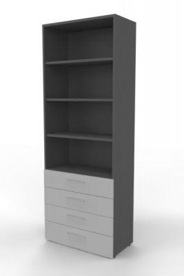 Schuladenregal VH9 80 cm breit 6 Ordnerhöhen Grafit-Lichtgrau