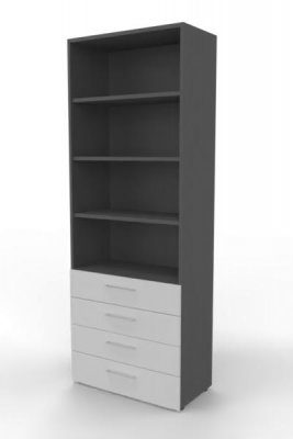 Schuladenregal VH9 80 cm breit 6 Ordnerhöhen Grafit-Weiß