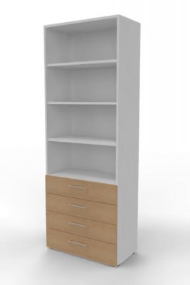 Schuladenregal VH9 80 cm breit 6 Ordnerhöhen Weiß-Eiche