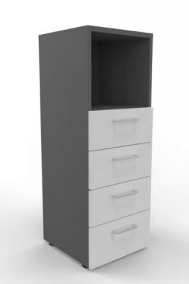 Schubladenschrank VH9 3 Ordnerhöhen 40 cm breit Grafit-Weiß
