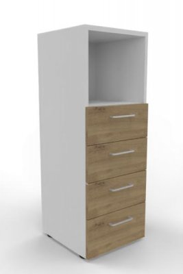 Schubladenschrank VH9 3 Ordnerhöhen 40 cm breit Weiß-Asteiche