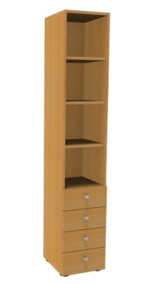 Aktenregal Master mit 4 Schubladen Buche